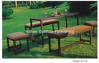 5 pièces de meubles de patio en écorce de rotin bancs de jardin table ottomane-8111