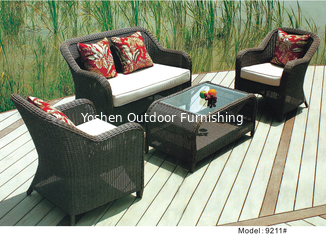 4 pièces patio résine extérieure Wicker classique Deep Seat canapé avec coussin -9211