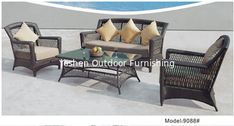 4 pièces de patio extérieur résine Wicker classique canapé à dos haut avec coussin -9088