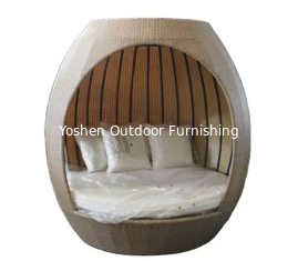 Couchette en rotin d'aluminium en forme de nid extérieur avec coussin et oreiller---6152