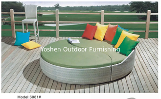 2 pièces Meubles de jardin Lit de jardin ronde en rotin en osier terrasse fauteuil solarium lit meubles extérieurs --- 6081