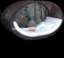 Chaise imperméable en plastique en écorce de rotin lit de jour lit de plage au toit lit de jour cabane de jardin extérieur avec coussins--- 6020