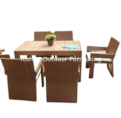 7 pièces de chaises de salle à manger en teck pour jardin extérieur --- YS4509