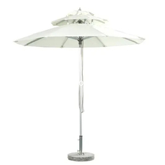 Resort commercial jardin de plage deux couches rond table extérieure parapluies blanches parapluies restaurant parapluie---2000