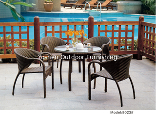 ensemble de salle à manger pour patio extérieur en rotin pour 4 personnes avec 2 fauteuils et 2 fauteuils sans bras-8023