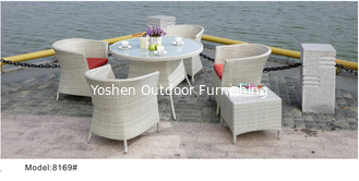 6 pièces de salle à manger extérieure avec 4 chaises 1 ottoman-8169