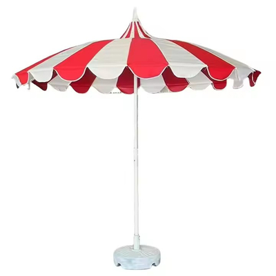 8.5 FT Pagoda en acier inoxydable en forme de marché parapluie en fibre de verre bande de côtes Pagoda parapluies commerciaux de patio