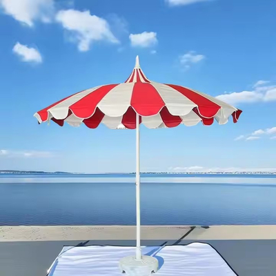 8.5 FT Pagoda en acier inoxydable en forme de marché parapluie en fibre de verre bande de côtes Pagoda parapluies commerciaux de patio