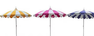 Parasol Pagode de 8,5 pi en acier inoxydable, patio, baleines en fibre de verre, parasol de plage rouge et blanc