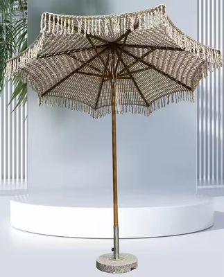 9 pieds LA CONCHA parapluie macrame parapluie corde crochet parapluie de patio tissée parapluie avec écharpes écharpes parapluie de canopée tissée