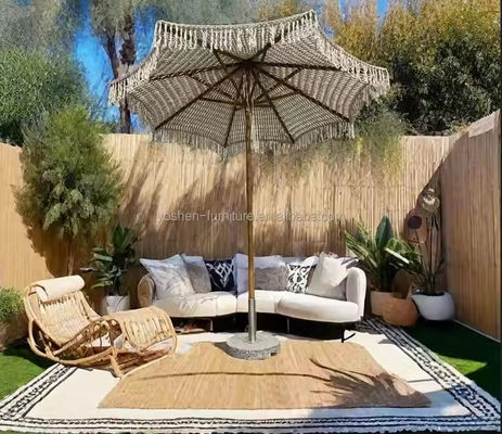 Hôtel de 9 pieds Tassel Beach Parapluie Frange Parapluie Marché mondial Cotton Rope Tissé Crochet Tassel Canopy Parapluie