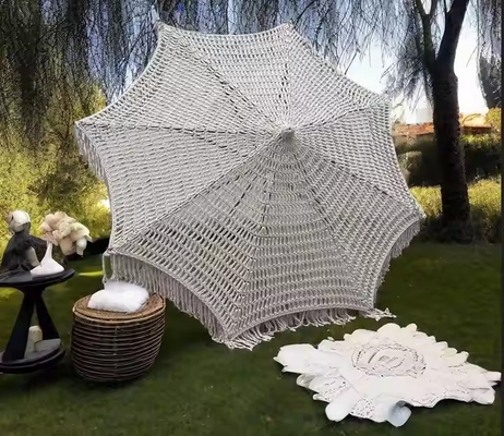 Hôtel de 9 pieds Tassel Beach Parapluie Frange Parapluie Marché mondial Cotton Rope Tissé Crochet Tassel Canopy Parapluie