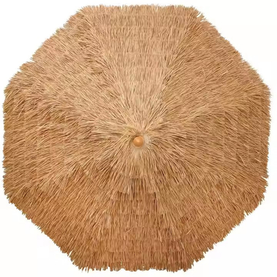 Parapluie de plage en chaume de tiki avec poteau central en aluminium de 9 pieds, parapluie de plage en paille hula