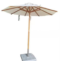 Parapluie de patio en bois blanc de 9 pieds Parapluie extérieure au pôle central Piscine Parapluie de plage en bois