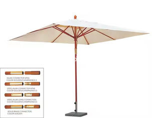 Parapluie de patio en bois blanc de 9 pieds Parapluie extérieure au pôle central Piscine Parapluie de plage en bois