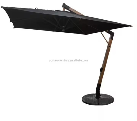 Parasol de jardin géant de 13 pieds, grand parasol noir, parasols de patio, parasols cantilever noirs géants de 4 m avec base