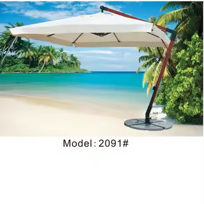 Parasol de plage avec poteau en aluminium aspect bois, parasol de jardin, parasol de patio