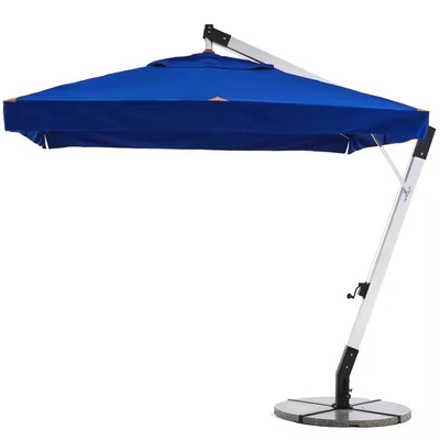 Parasol de plage robuste de 13 pieds résistant au vent, grand parasol cantilever carré extérieur avec franges