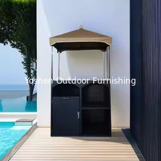 Meubles de piscine promotionnels Rattan Wicker serviette extérieure Cabana Resort Hotel Armoire à serviettes en aluminium au bord de la piscine