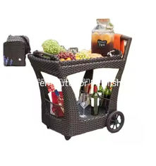 Hôtel Portail Rattan Wicker Carton de vin rouge en plastique Servant Chariot de tramway Restaurant bar Chariot de boissons avec roues