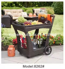 Hôtel Portail Rattan Wicker Carton de vin rouge en plastique Servant Chariot de tramway Restaurant bar Chariot de boissons avec roues