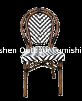 Meubles d'extérieur en rotin Tout temps Chaise de jardin en rotin Chaise de bistrot française Meubles d'extérieur vintage noir et blanc