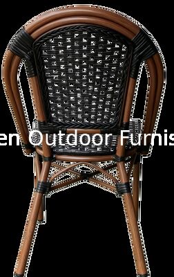 Utilisation commerciale Chaise en rotin tissée de style français Noir Blanc Chaise de salle à manger de patio à damiers pour café restaurant hôtel