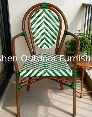 Chaise verte commerciale extérieure en coton synthétique et en bambou