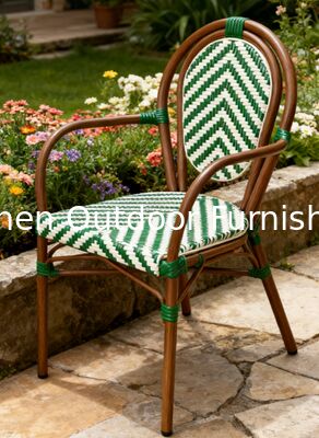 Chaise verte commerciale extérieure en coton synthétique et en bambou