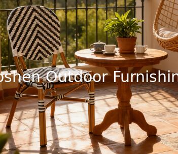 Chaise d'extérieur en bistrot en rotin français en aluminium en bambou cadre peint Zèbre flèches à rayures Noir blanc Chaise extérieure