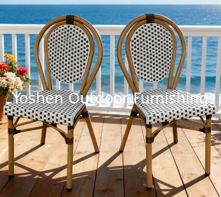 Chaise de piscine d'extérieur empilable, résistante aux intempéries et imperméable, design de style français pour piscine, jardin, hôtel