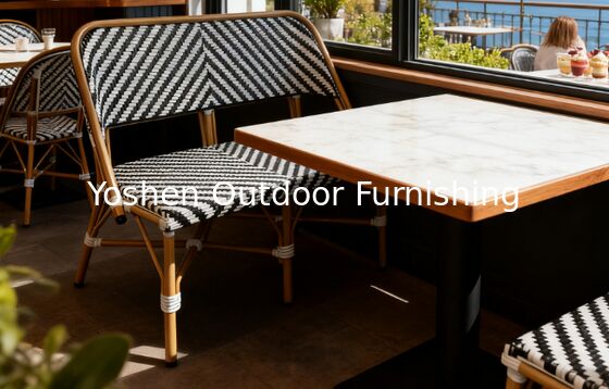 Sofa extérieur Boho Chic Moderne modèle Chevron Séance d'amour extérieure pour jardin Balcon terrasse de pelouse