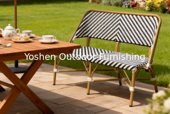Sofa extérieur Boho Chic Moderne modèle Chevron Séance d'amour extérieure pour jardin Balcon terrasse de pelouse