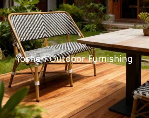 Sofa extérieur Boho Chic Moderne modèle Chevron Séance d'amour extérieure pour jardin Balcon terrasse de pelouse