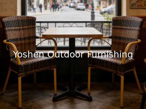 Chaise en osier de jardin aspect bambou en aluminium, chaise de café en plein air, chaise de café en plastique