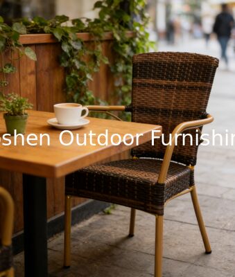 Chaise en osier de jardin aspect bambou en aluminium, chaise de café en plein air, chaise de café en plastique