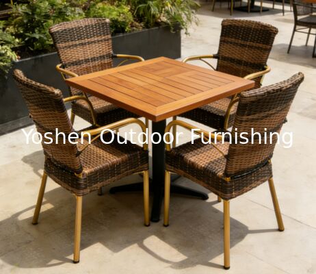 Chaise en osier de jardin aspect bambou en aluminium, chaise de café en plein air, chaise de café en plastique