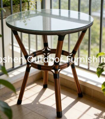 Table à manger en aluminium en rotin en extérieur à 2 places avec plafond en verre patio balcon terrasse