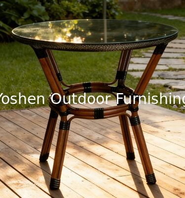 Table à manger en aluminium en rotin en extérieur à 2 places avec plafond en verre patio balcon terrasse