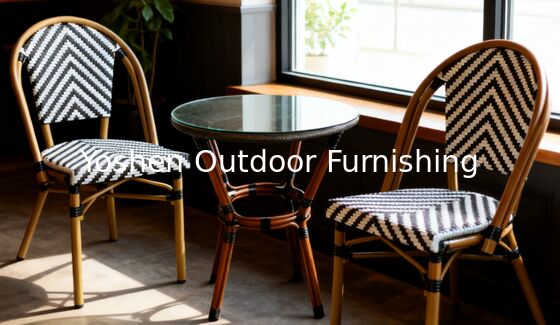 Table à manger en aluminium en rotin en extérieur à 2 places avec plafond en verre patio balcon terrasse