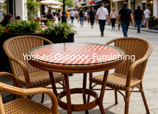 Table basse d'extérieur portable tout temps, design pliable compact pour balcon d'hôtel et bistrot