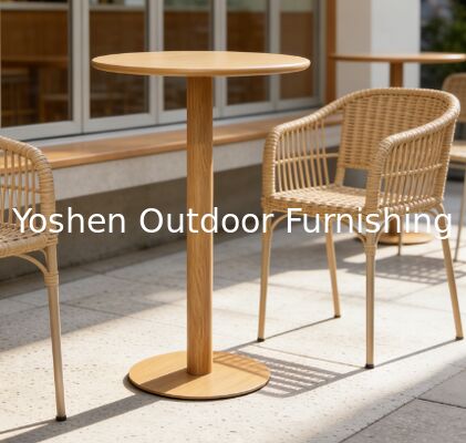 Table de bar extérieure avec haut en aluminium or champagne pour balcon terrasse et salon