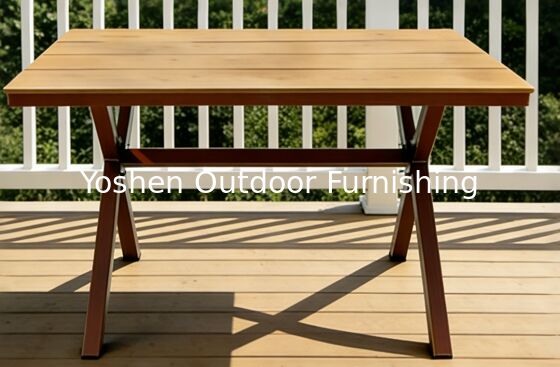 Table à manger ovale en rotin avec cadre en aluminium robuste pour 6 personnes, extérieur, pour hôtel, complexe hôtelier, cour