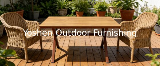 Table à manger ovale en rotin avec cadre en aluminium robuste pour 6 personnes, extérieur, pour hôtel, complexe hôtelier, cour