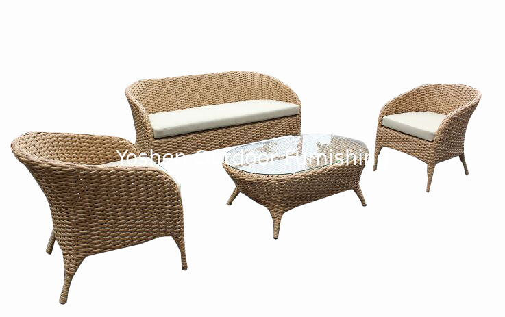 Meubles de patio extérieur 4 pièces ensemble de canapés en osier de rotin avec chaise simple Loveset --YS5747