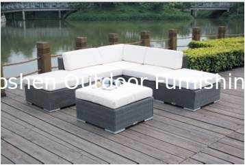 Meubles d'extérieur en rotin en forme de L en 6 pièces canapé modulaire meubles commerciaux-YS5755