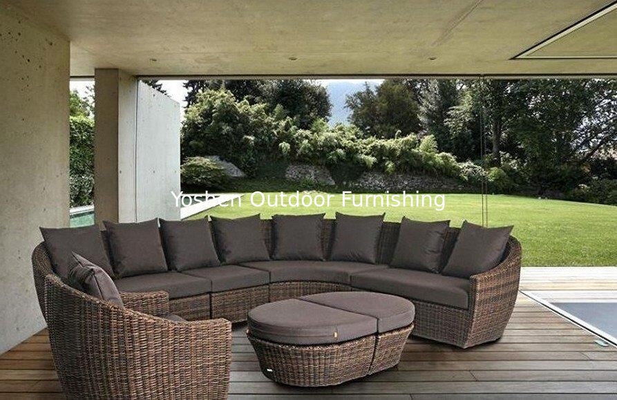 7 pièces canapé modulaire en métal extérieur sectionnel