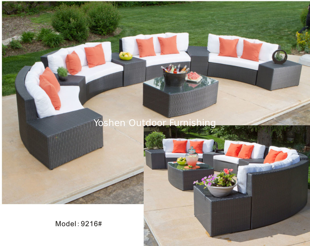 10 pièces - Rattan en osier PE résistant aux intempéries 4 fauteuil d'amour 5 fauteuil de côté collection-9216