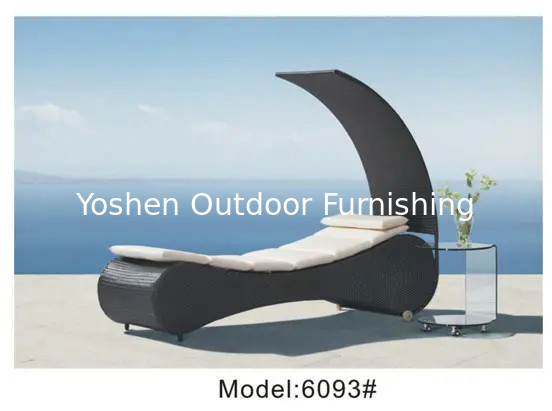 Chaise de plage en plastique chaise de plage en rotin chaise de plage chaise de plage chaises de plage lit au dossiers extérieur avec coussin---6093