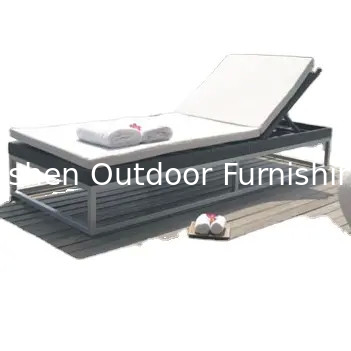 Chaise de plage en plastique en résine de rotin de wicker meubles de piscine extérieur lit de jour lit de soleil chaise de couchage --- 6068